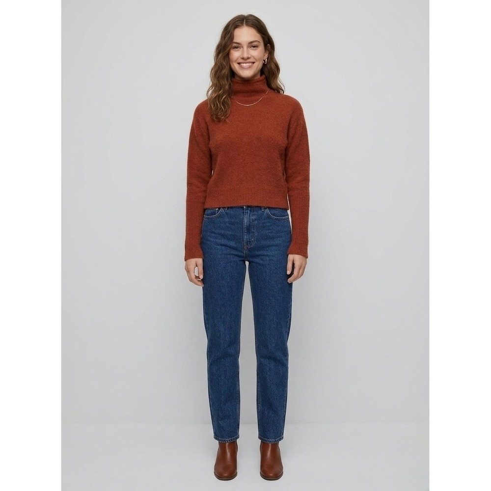 Wilfred Aritzia 100% Cashmere Turtleneck Sweater Rust Orange Cropped Small 69861